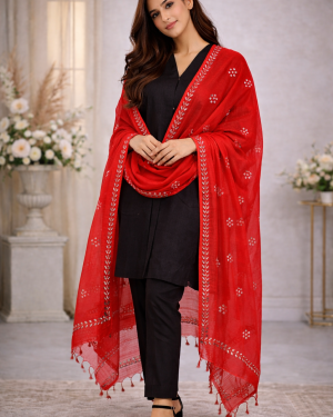 Kota Doria Gota Hand work dupatta