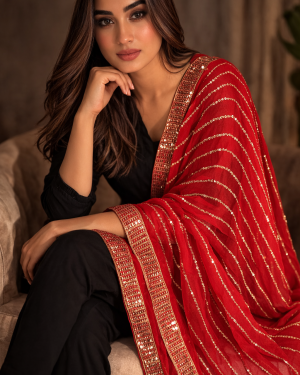 Georgette sequins work dupatta