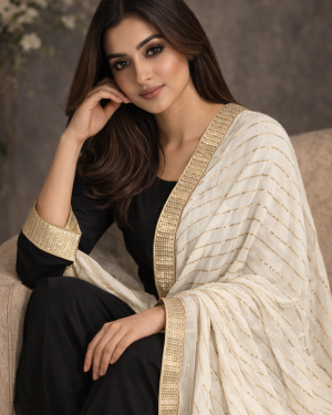 Georgette sequins work dupatta