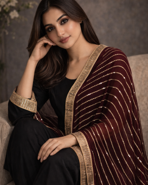 Georgette sequins work dupatta