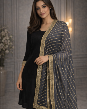 Georgette sequins work dupatta