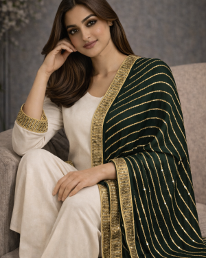 Georgette sequins work dupatta