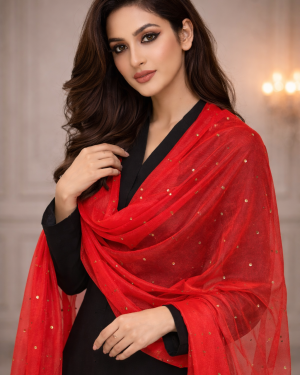 Net mirror work dupatta