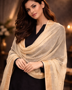 Net mirror work dupatta