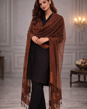 Net mirror work dupatta