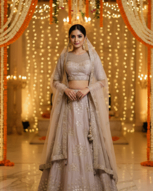 Beautiful gota embroidered Lehenga, Choli, and Dupatta Set