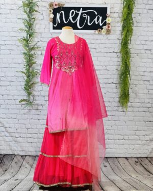 Beautiful hand embroidered ombre silk kurta set with dupatta Size 42