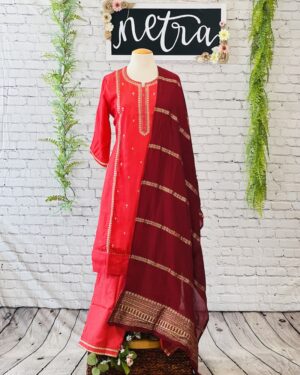Beautiful Silk kurta set with machine embroidery details Size 44