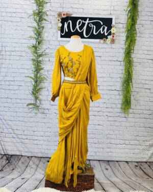 Crop Top and Skirt Saree Style Drape outfit Size 38-40