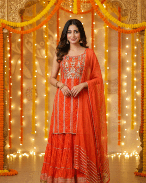 Beautiful Kurta gharara set with gota embroidery details Size 42