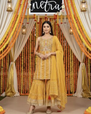 Beautiful Kurta gharara set with gota embroidery details Size 42