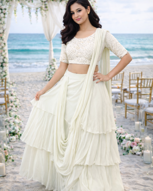 Hand embroidered saree style drape outfit Size 38-40