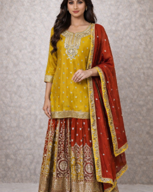 Beautiful Gota work Kurta skirt and Dupatta suit Size 40