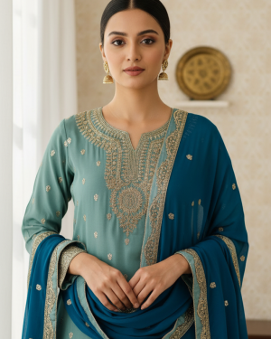 Beautiful Kurta, skirt and Dupatta suit Size 40