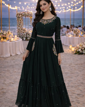Hand Embroidered georgette gown Size 40