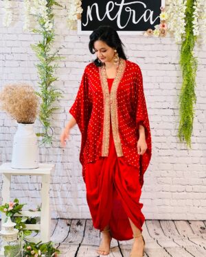 Poncho style top and cowl style skirt Size 38-Size 40