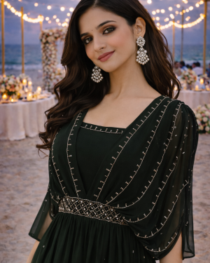 Hand Embroidered georgette gown Size 42