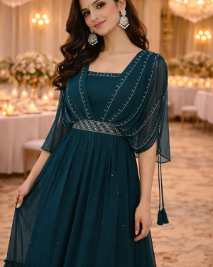 Hand Embroidered georgette gown Size 44