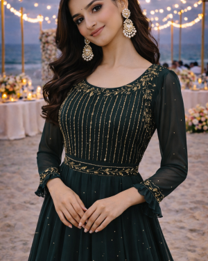 Hand Embroidered georgette gown Size 38