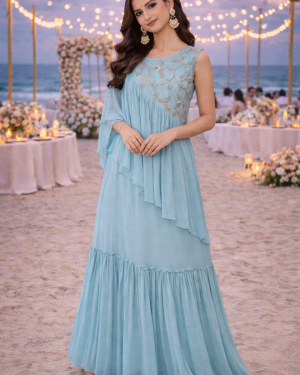 Embroidered georgette gown Size 38