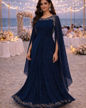 Hand Embroidered georgette gown Size 38