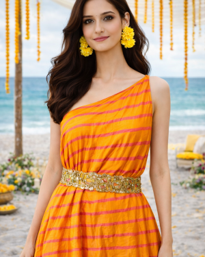 Beautiful one shoulder cape style lehenga outfit Size 38-40