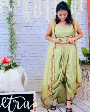 Cowl skirt Crop Top and Jacket style drape outfit Size 38-40