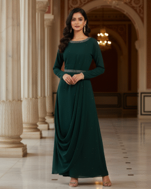 Hand Embroidered georgette gown drape Size 42