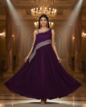 Hand Embroidered georgette gown Size 40