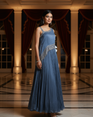 Hand Embroidered georgette gown Size 38