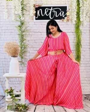 Embroidered digital print crop top and sharara outfit Size 38-40