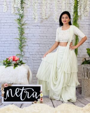 Hand embroidered saree style drape outfit Size 38-40