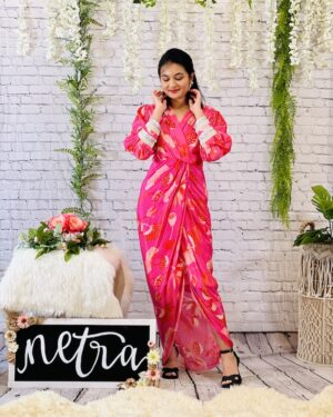 Satin Silk Indowestern Tunic outfit Available Size 40