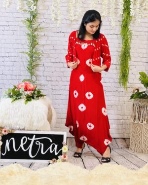 Indowestern Co Ord Set shibori Jumpsuit with a crop jacket Available Size 38