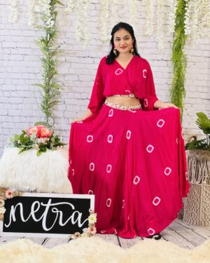 Indowestern shibori print Crop Top and Skirt Co Ord Set Size 38