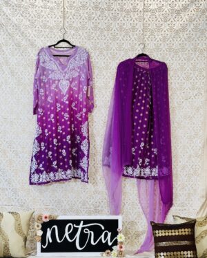 Pure Brocade Lucknowi Embroidery Palazzo Suit Size 44 2XL