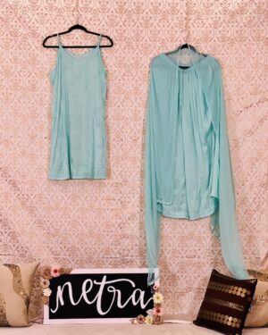 Beautiful Lucknowi Indowestern Kurta Suit in Modal Satin Size 38 Medium