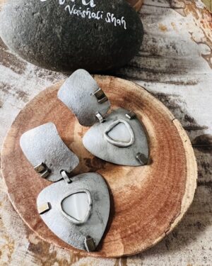 Contemporary Matt Silver Earring