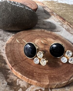 Black and Rhinestone Earrings