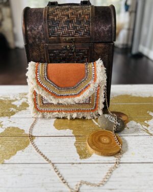 Bohemian Style embroidered Clutch Bag with crossbody Sling