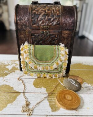 Bohemian Style embroidered Clutch Bag with crossbody Sling