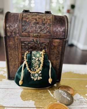 Gold Embroidered Silk potli bag