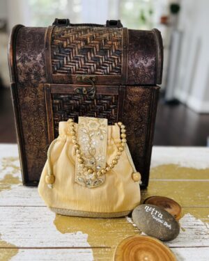 Gold Embroidered Silk potli bag