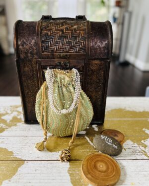 Mint Sequence Embroidered potli bag
