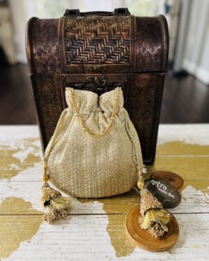 Gold Embroidered potli bag