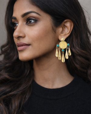 Contemporary Gold Chandalier Earrings