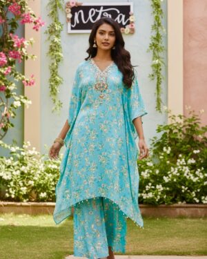 Beautiful Indowestern kaftan set with gota embroidery details Size 40