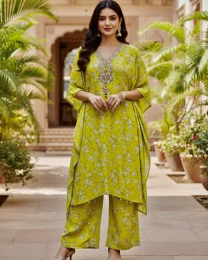 Beautiful Indowestern kaftan set with gota embroidery details Size 38