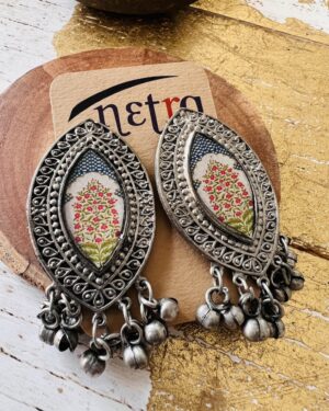 Ethnic Oxidized German Silver Enamel Painted Tops