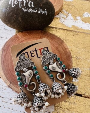 Ethnic Oxidized German Silver Earrings